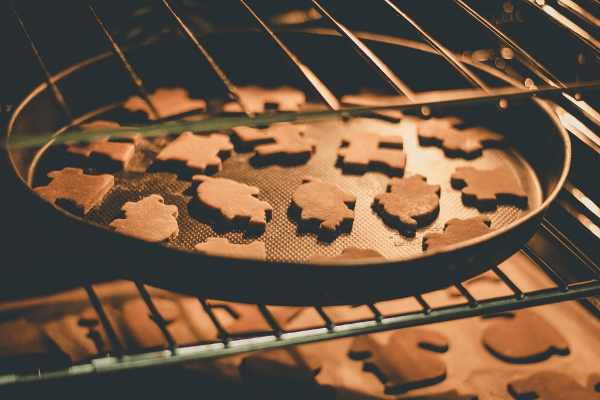 Oven rack with baking biscuits